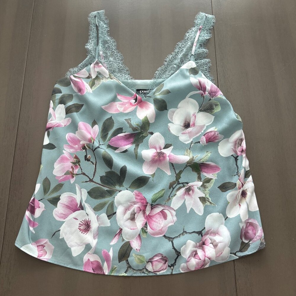 Express Floral Cami with Lace Design